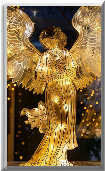 Ange de Noël électrique à LED - Plaque murale lumineuse décorative pour la maison - Profitez de la lumière et voyez dans le noir