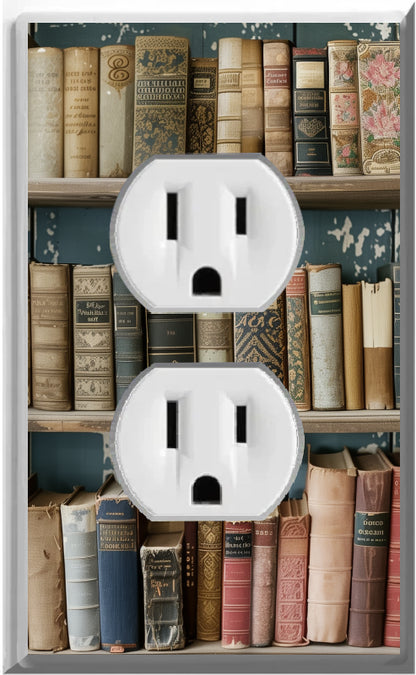 Bookshelf - Glow Covers Home Decor Night Light Wall Plate - Delight in the Light and See in the Dark