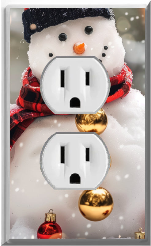 Diseño de muñeco de nieve navideño en una placa de pared con luz nocturna para decoración del hogar Glow Covers: deléitese con la luz y vea en la oscuridad