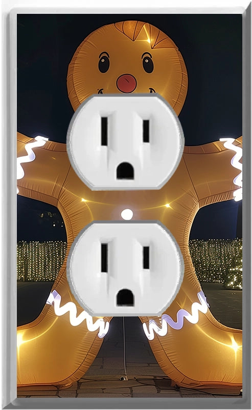 Electric Inflatable LED Gingerbread Man - Glow Covers Home Decor Night Light Wall Plate - Delight in the Light and See in the Dark