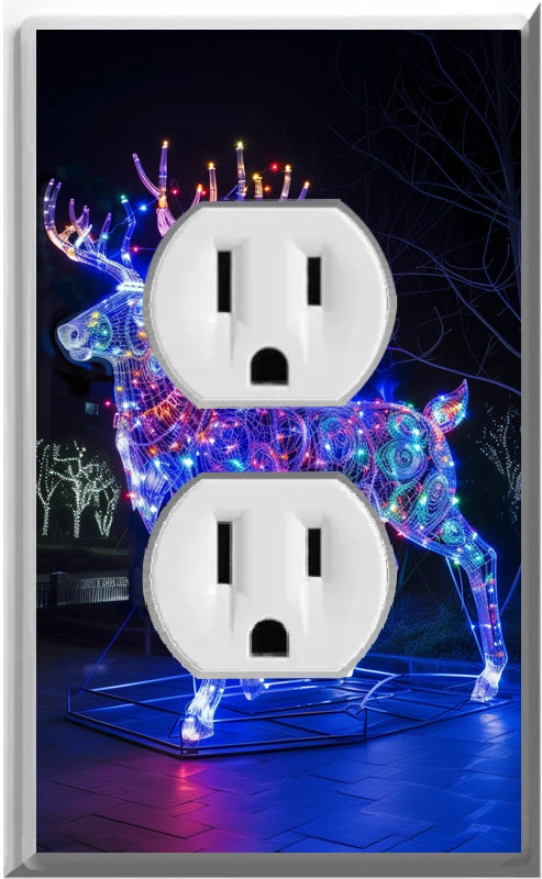 Electric LED Christmas Deer - Glow Covers Home Decor Night Light Wall Plate - Delight in the Light and See in the Dark