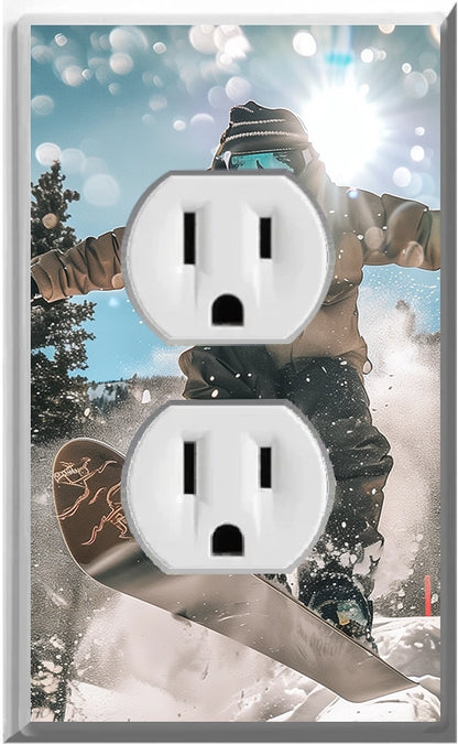 Snowboarding - Glow Covers Home Decor Night Light Wall Plate - Delight in the Light and See in the Dark