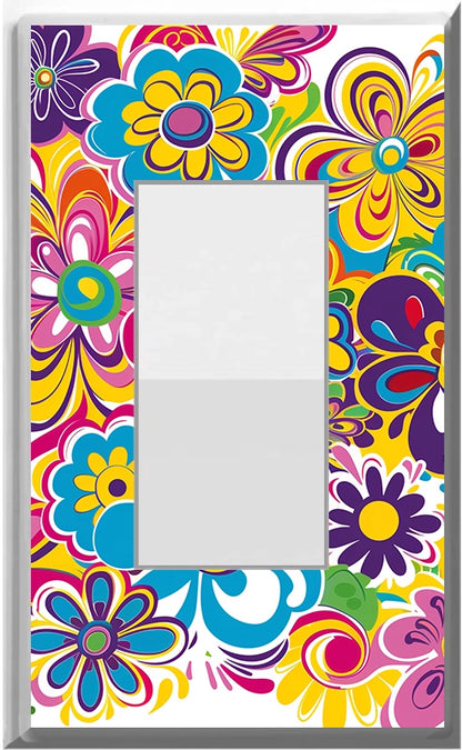 Placa de pared con luz nocturna con diseño de Flower Power de los años 60: cubiertas luminosas para decoración del hogar: deléitese con la luz y vea en la oscuridad