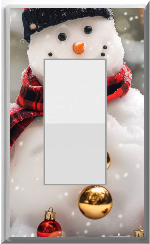 Diseño de muñeco de nieve navideño en una placa de pared con luz nocturna para decoración del hogar Glow Covers: deléitese con la luz y vea en la oscuridad