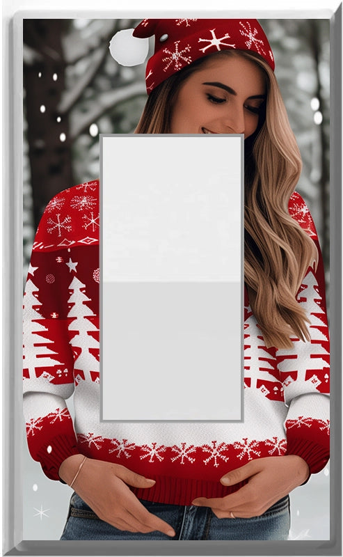 Female Christmas Sweater - Glow Covers Home Decor Night Light Wall Plate - Delight in the Light and See in the Dark