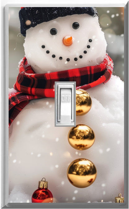 Diseño de muñeco de nieve navideño en una placa de pared con luz nocturna para decoración del hogar Glow Covers: deléitese con la luz y vea en la oscuridad