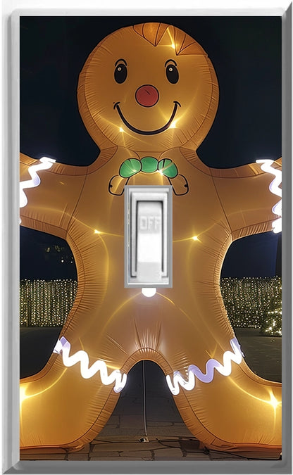 Electric Inflatable LED Gingerbread Man - Glow Covers Home Decor Night Light Wall Plate - Delight in the Light and See in the Dark