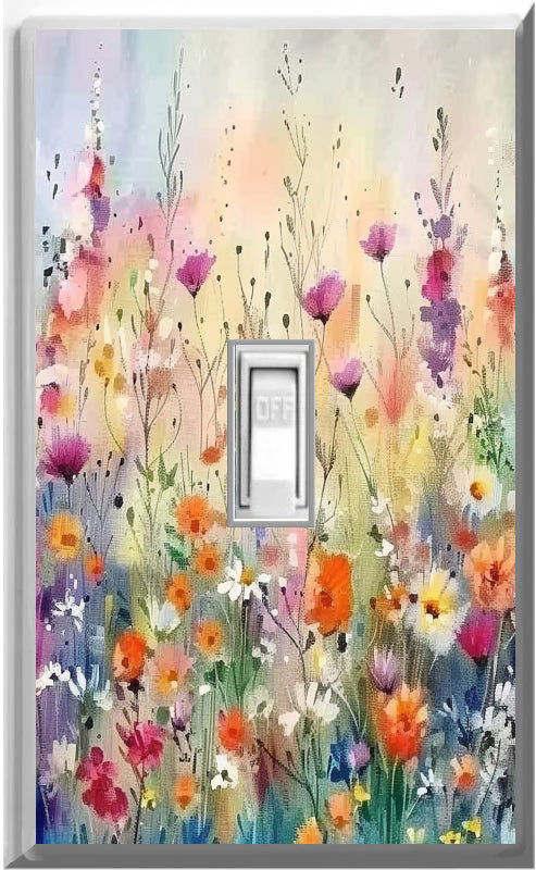 Campos de flores: placa de pared con luz nocturna para decoración del hogar que brilla en la oscuridad: deléitese con la luz y vea en la oscuridad