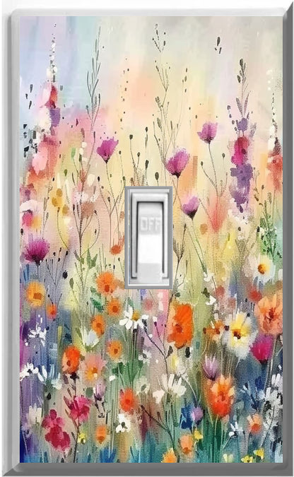 Campos de flores: placa de pared con luz nocturna para decoración del hogar que brilla en la oscuridad: deléitese con la luz y vea en la oscuridad