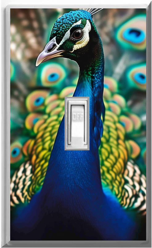 Pavo real - Placa de pared con luz nocturna para decoración del hogar con cubiertas luminosas - Deléitese con la luz y vea en la oscuridad