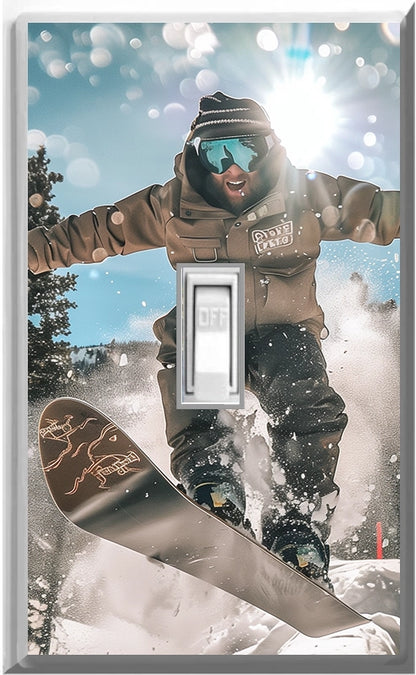 Snowboarding - Glow Covers Home Decor Night Light Wall Plate - Delight in the Light and See in the Dark