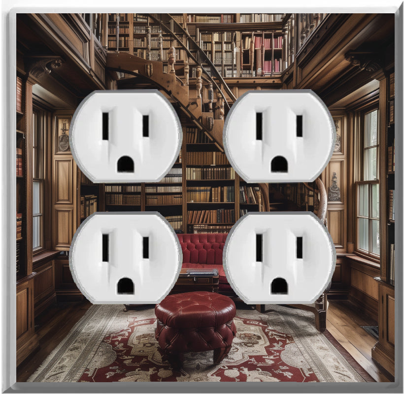 Library Theme for Book Lovers, Readers and Libraries - Glow Covers Home Decor Night Light Wall Plate - Delight in the Light and See in the Dark