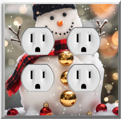 Diseño de muñeco de nieve navideño en una placa de pared con luz nocturna para decoración del hogar Glow Covers: deléitese con la luz y vea en la oscuridad