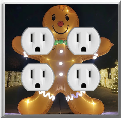 Electric Inflatable LED Gingerbread Man - Glow Covers Home Decor Night Light Wall Plate - Delight in the Light and See in the Dark