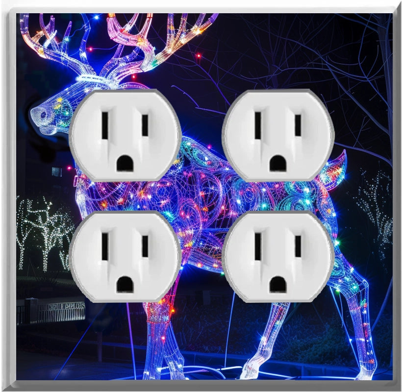 Electric LED Christmas Deer - Glow Covers Home Decor Night Light Wall Plate - Delight in the Light and See in the Dark