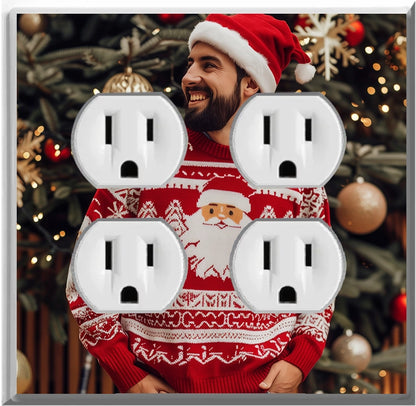 Male Red Christmas Sweater - Glow Covers Home Decor Night Light Wall Plate - Delight in the Light and See in the Dark