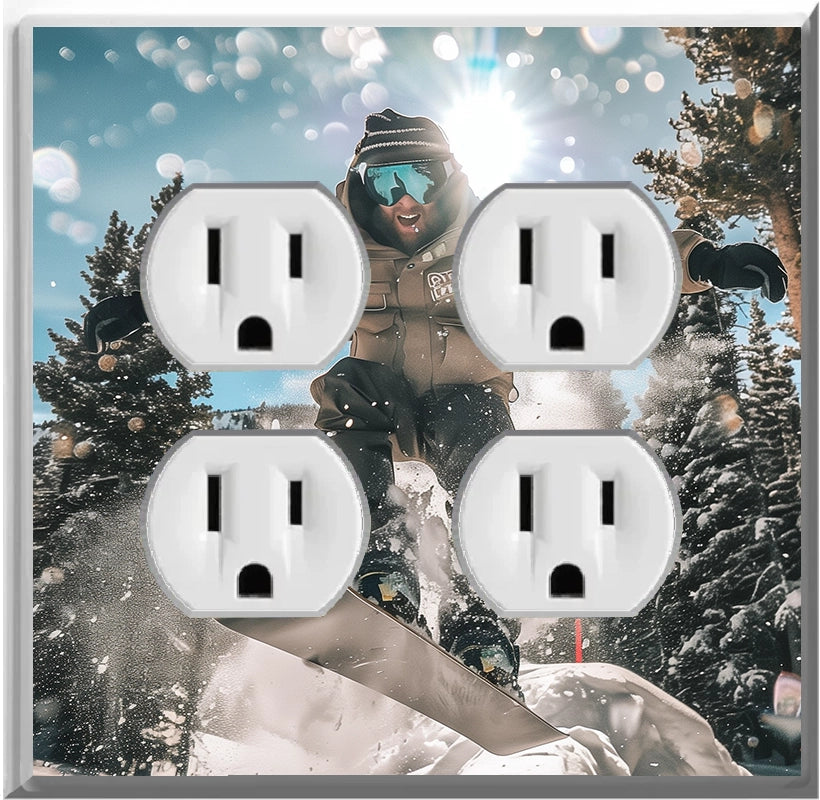 Snowboarding - Glow Covers Home Decor Night Light Wall Plate - Delight in the Light and See in the Dark