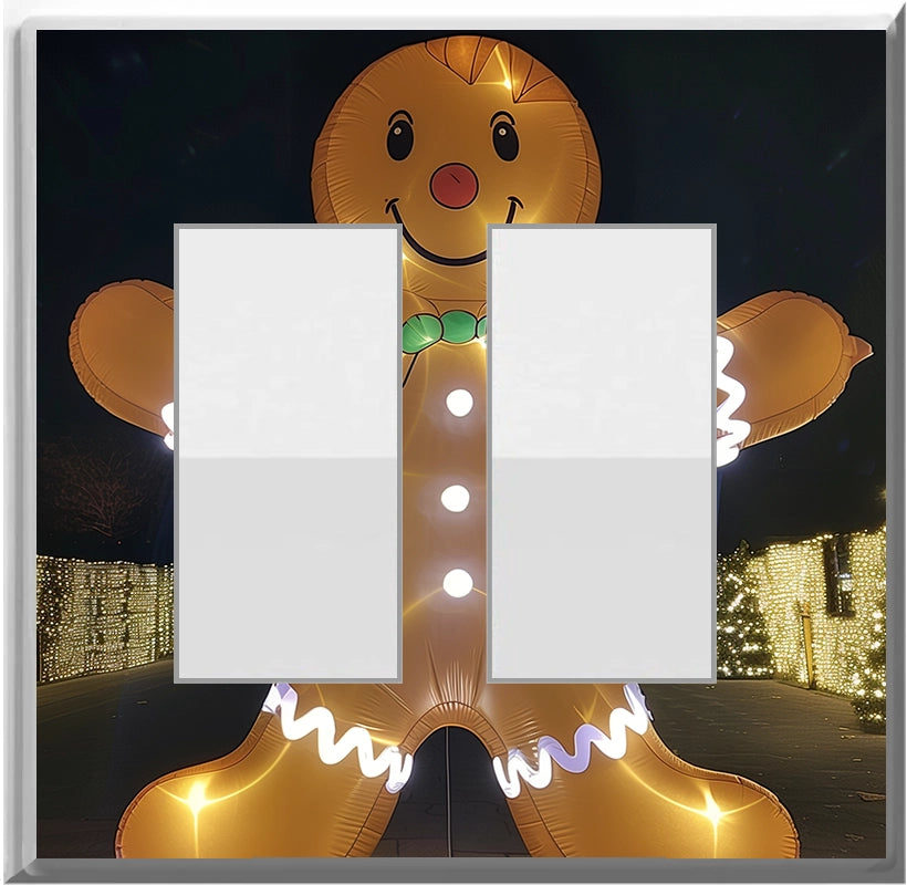 Electric Inflatable LED Gingerbread Man - Glow Covers Home Decor Night Light Wall Plate - Delight in the Light and See in the Dark