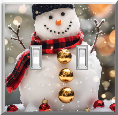 Diseño de muñeco de nieve navideño en una placa de pared con luz nocturna para decoración del hogar Glow Covers: deléitese con la luz y vea en la oscuridad