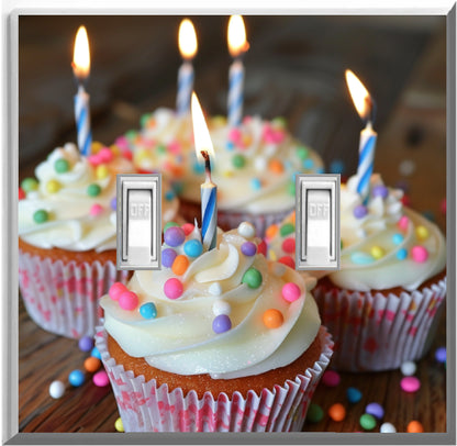 Placa de pared con luz nocturna para decoración del hogar con diseño de pastel de cumpleaños: deléitese con la luz y vea en la oscuridad