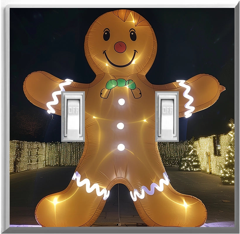 Electric Inflatable LED Gingerbread Man - Glow Covers Home Decor Night Light Wall Plate - Delight in the Light and See in the Dark