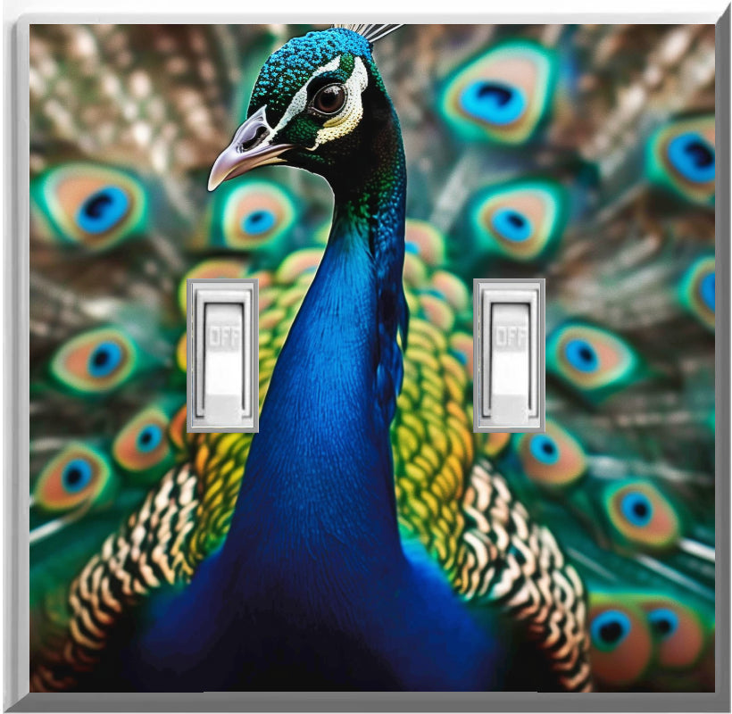 Pavo real - Placa de pared con luz nocturna para decoración del hogar con cubiertas luminosas - Deléitese con la luz y vea en la oscuridad