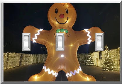 Electric Inflatable LED Gingerbread Man - Glow Covers Home Decor Night Light Wall Plate - Delight in the Light and See in the Dark