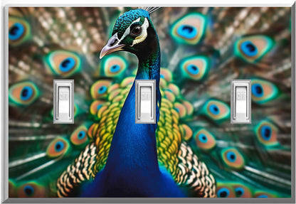 Pavo real - Placa de pared con luz nocturna para decoración del hogar con cubiertas luminosas - Deléitese con la luz y vea en la oscuridad