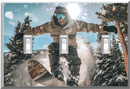 Snowboarding - Glow Covers Home Decor Night Light Wall Plate - Delight in the Light and See in the Dark