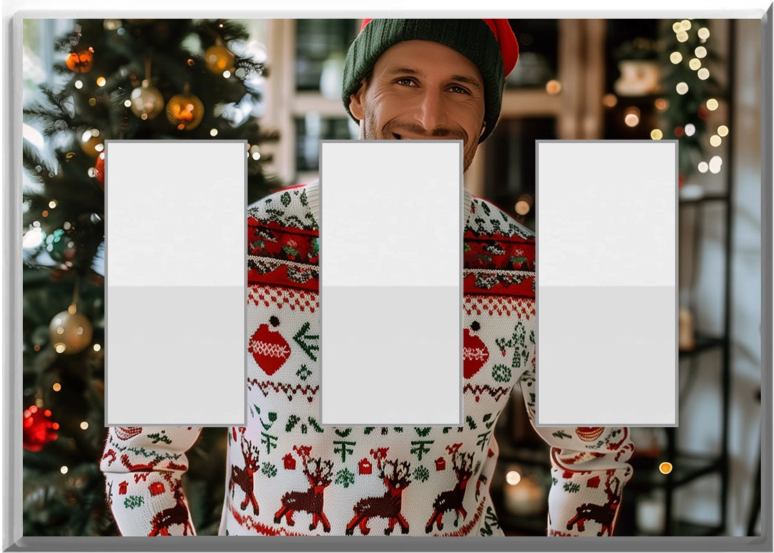 Male White Christmas Sweater - Glow Covers Home Decor Night Light Wall Plate - Delight in the Light and See in the Dark