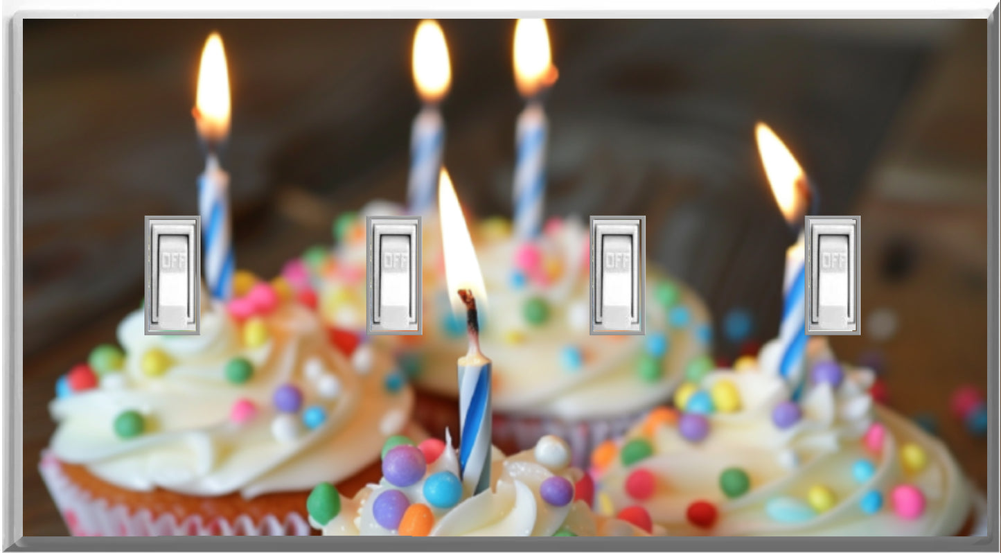 Placa de pared con luz nocturna para decoración del hogar con diseño de pastel de cumpleaños: deléitese con la luz y vea en la oscuridad