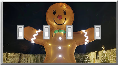 Electric Inflatable LED Gingerbread Man - Glow Covers Home Decor Night Light Wall Plate - Delight in the Light and See in the Dark