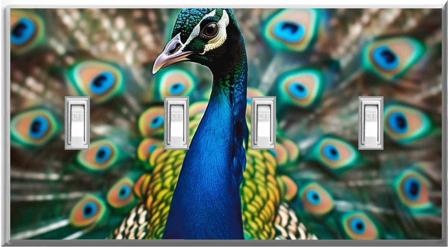 Pavo real - Placa de pared con luz nocturna para decoración del hogar con cubiertas luminosas - Deléitese con la luz y vea en la oscuridad