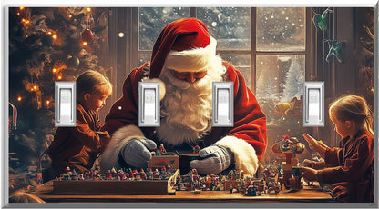 Les petits assistants du Père Noël - Plaque murale pour veilleuse décorative pour la maison Glow Covers - Profitez de la lumière et voyez dans le noir