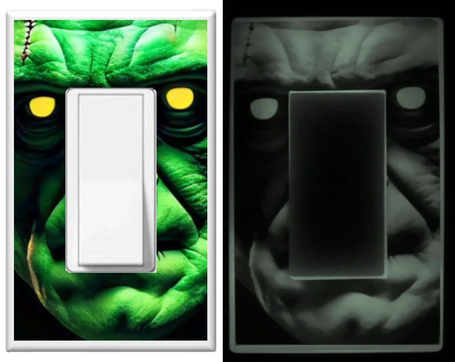 Halloween Frankenstein - Plaque murale lumineuse décorative pour la maison Glow Covers - Profitez de la lumière et voyez dans le noir