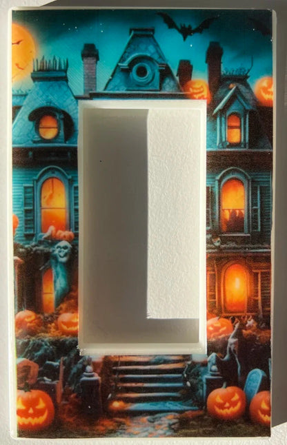 Maison hantée d'Halloween - Plaque murale lumineuse pour décoration d'intérieur - Profitez de la lumière et voyez dans le noir