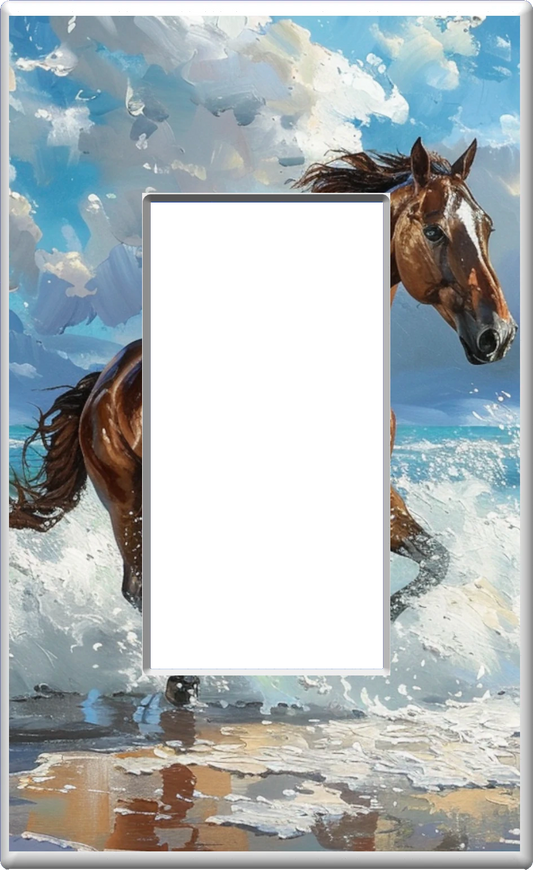 Horse Running on the Beach - Glow Covers Home Decor Night Light Wall Plate - Delight in the Light and See in the Dark