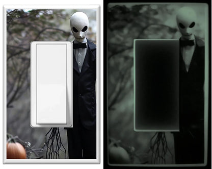 Placa de pared con luz nocturna para decoración del hogar con diseño de Slenderman de Halloween: deléitese con la luz y vea en la oscuridad