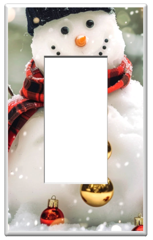 Motif bonhomme de neige de Noël sur une plaque murale de veilleuse décorative pour la maison Glow Covers - Profitez de la lumière et voyez dans le noir