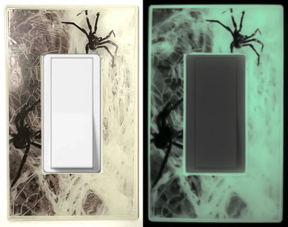 Arañas de Halloween: placa de luz de noche para pared con cubierta luminosa para decoración del hogar: deléitese con la luz y vea en la oscuridad