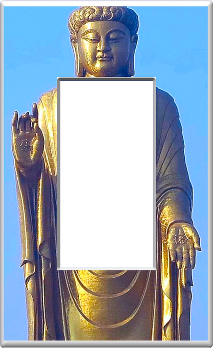 Statue du Bouddha d'or - Plaque murale pour veilleuse de décoration d'intérieur Glow Covers - Profitez de la lumière et voyez dans le noir