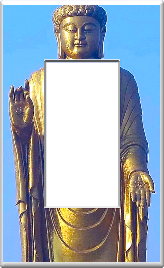 Statue du Bouddha d'or - Plaque murale pour veilleuse de décoration d'intérieur Glow Covers - Profitez de la lumière et voyez dans le noir