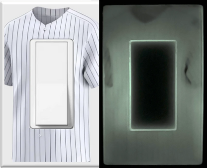 Maillot de l'équipe de baseball NY Pinstripes - Plaque murale pour veilleuse de décoration d'intérieur Glow Covers - Profitez de la lumière et voyez dans le noir